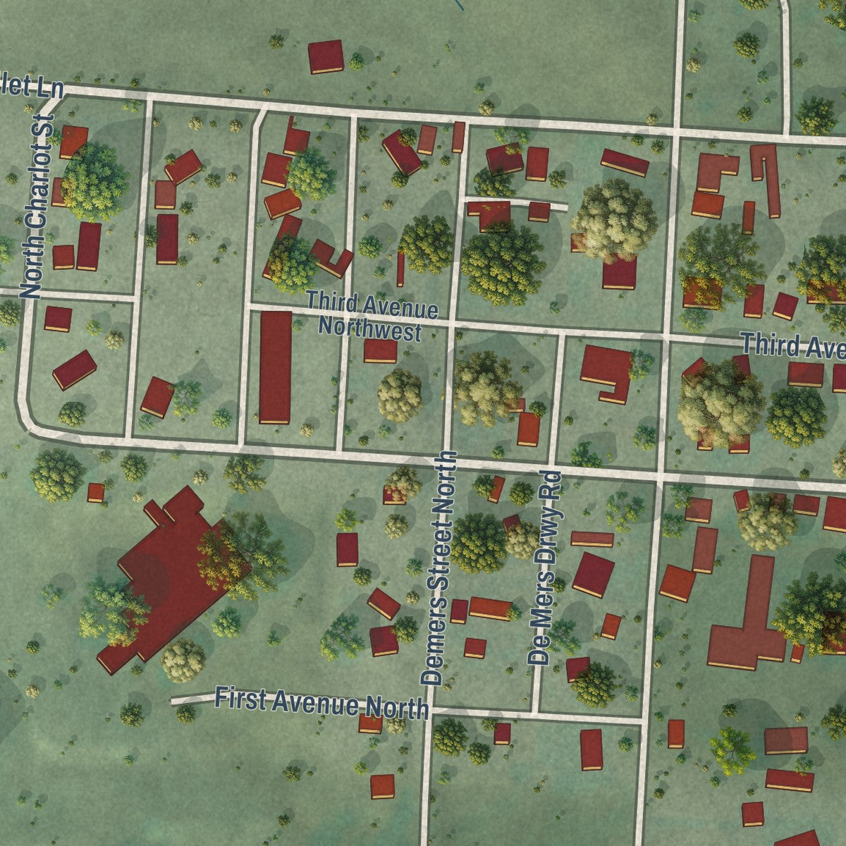 Close-up of the map of Hot Springs, Montana print showing street and building detail