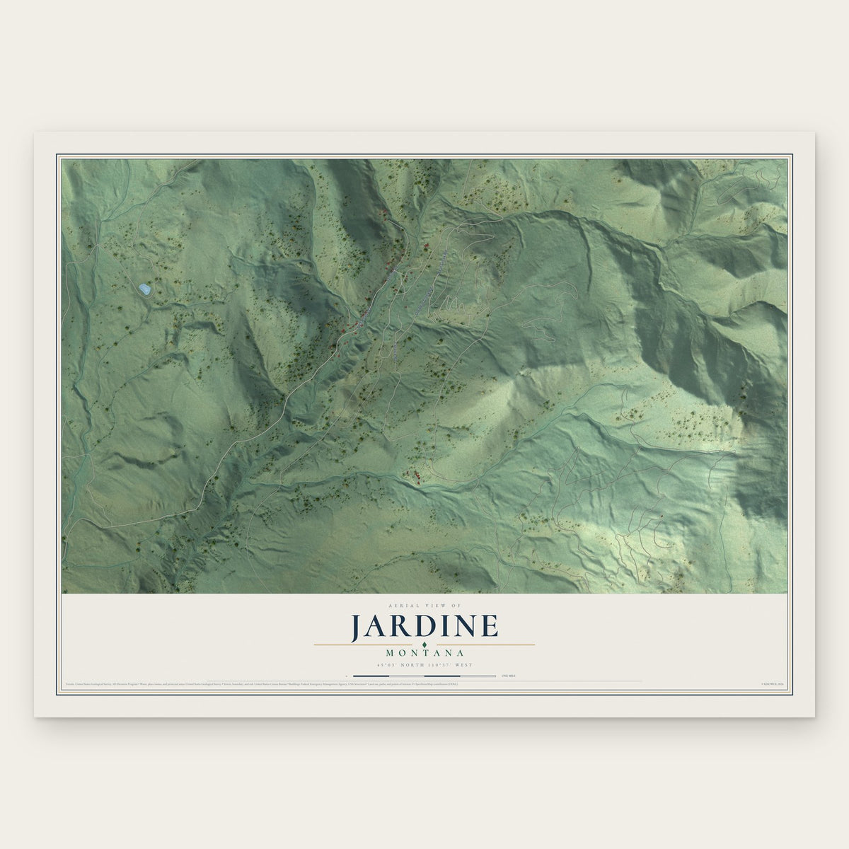 Jardine, Montana map print, the full design