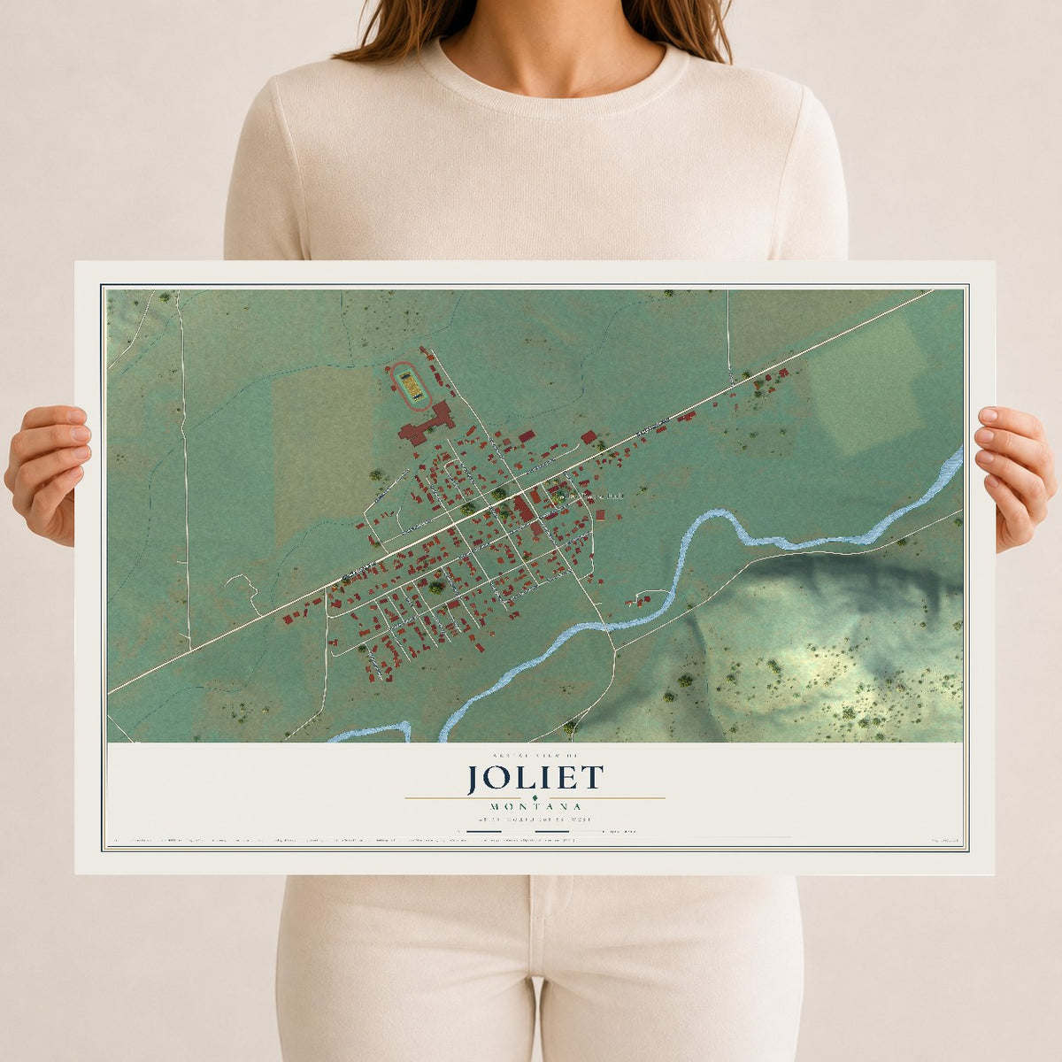 Map of Joliet, Montana, 12 x 18 inch unframed archival matte print