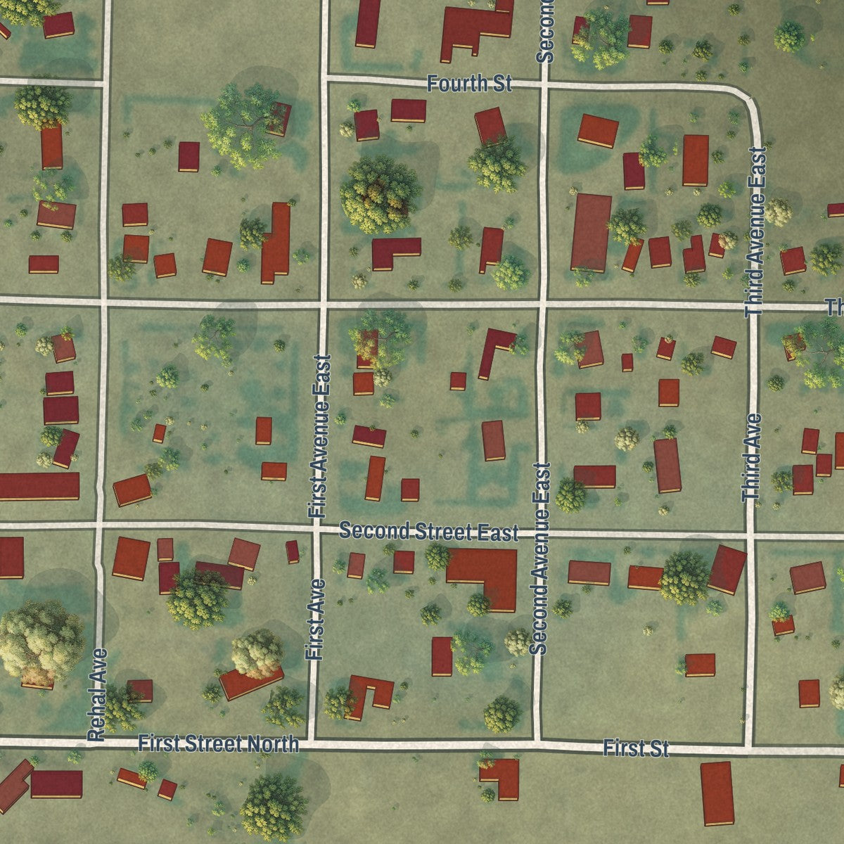 Close-up of the map of Joplin, Montana print showing street and building detail