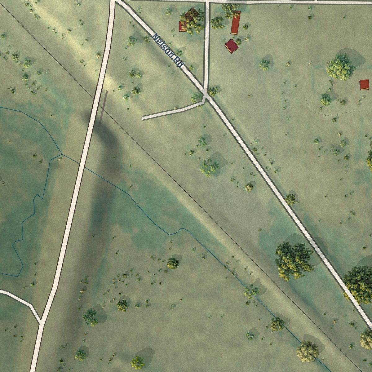 Second close-up of the map of Judith Gap, Montana print showing more streets and buildings