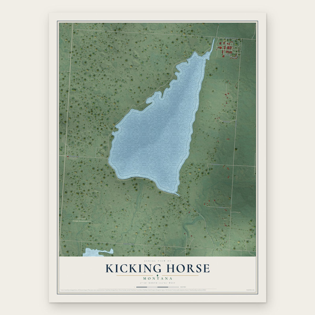 Kicking Horse, Montana map print, the full design