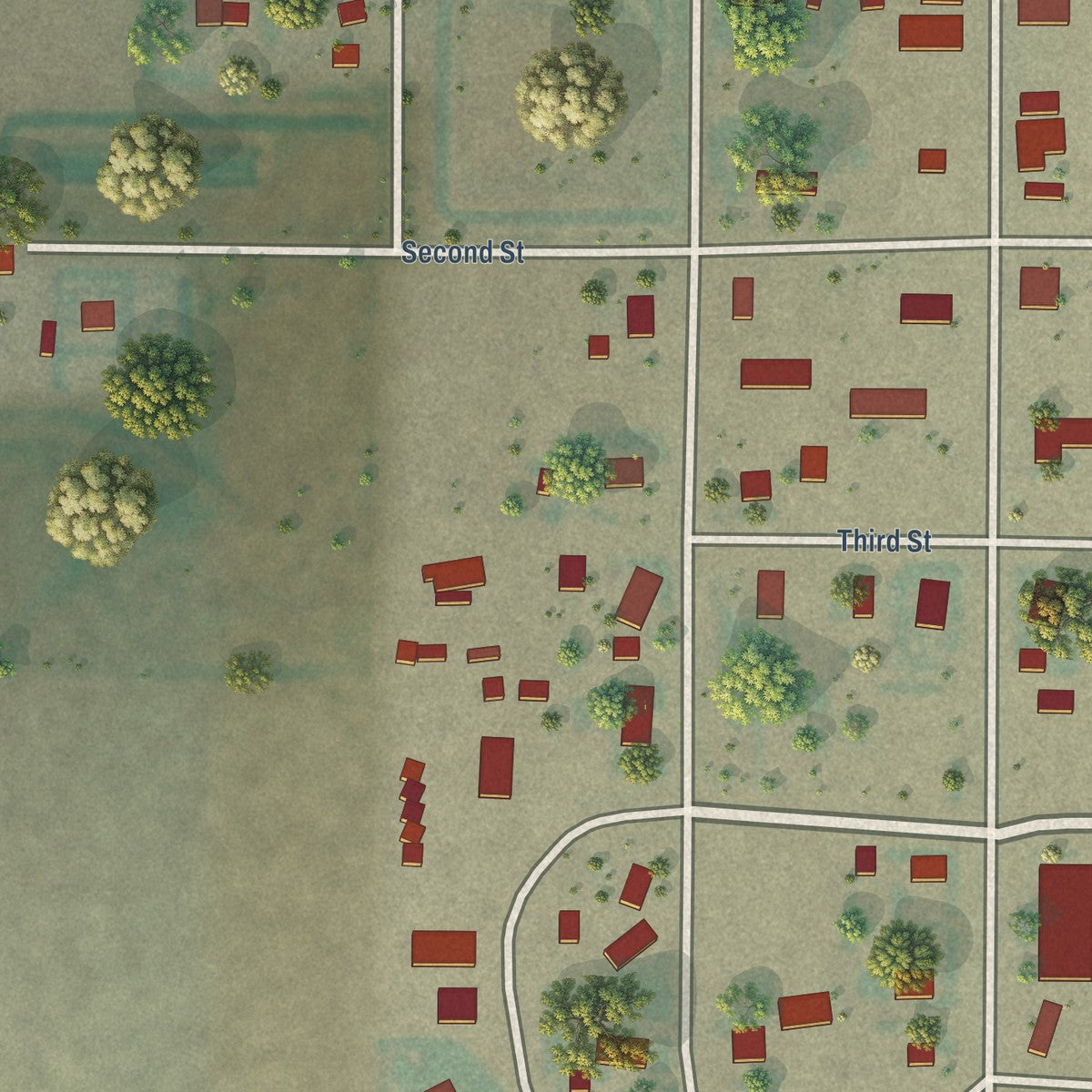 Close-up of the map of Kremlin, Montana print showing street and building detail