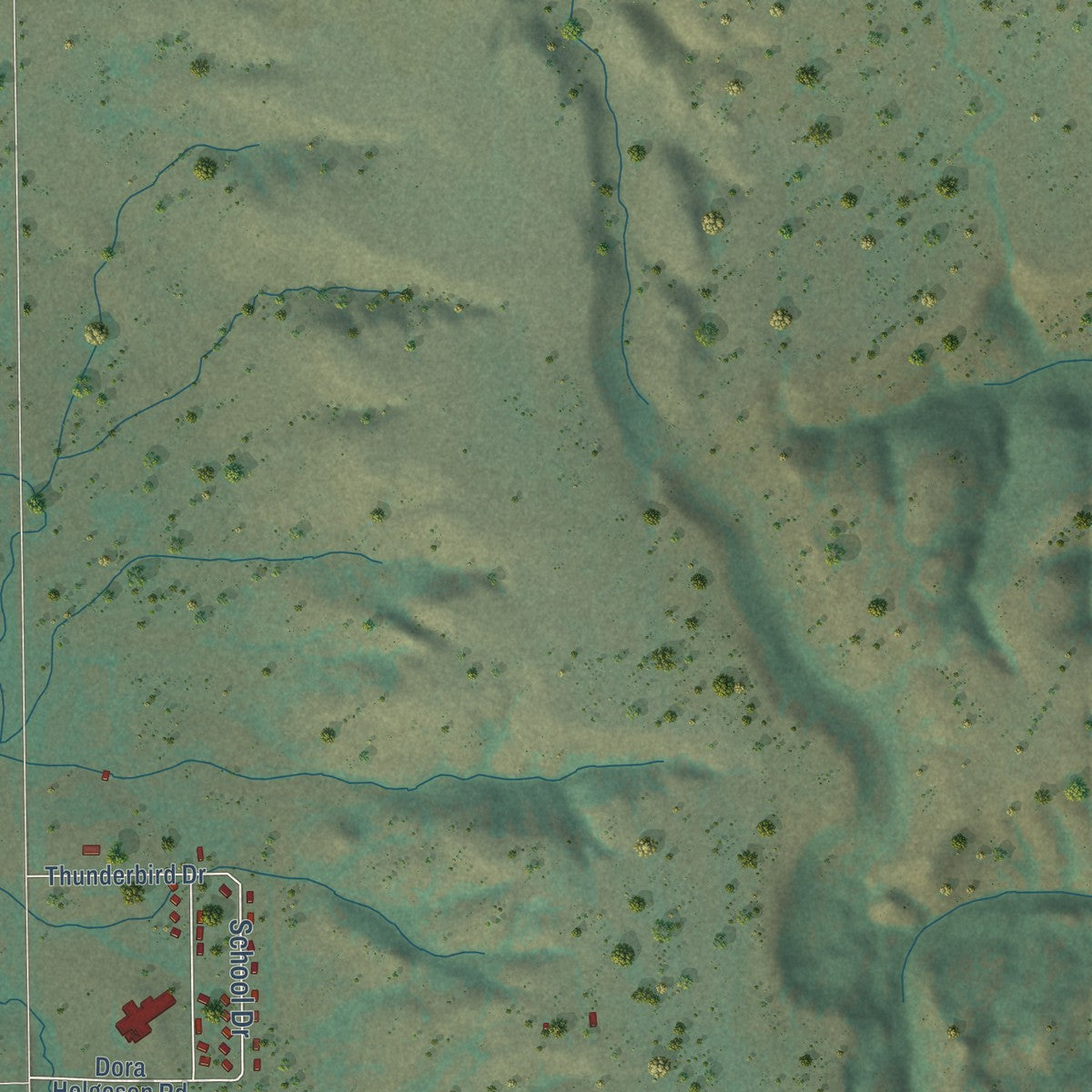 Close-up of the map of Lodge Pole, Montana print showing street and building detail