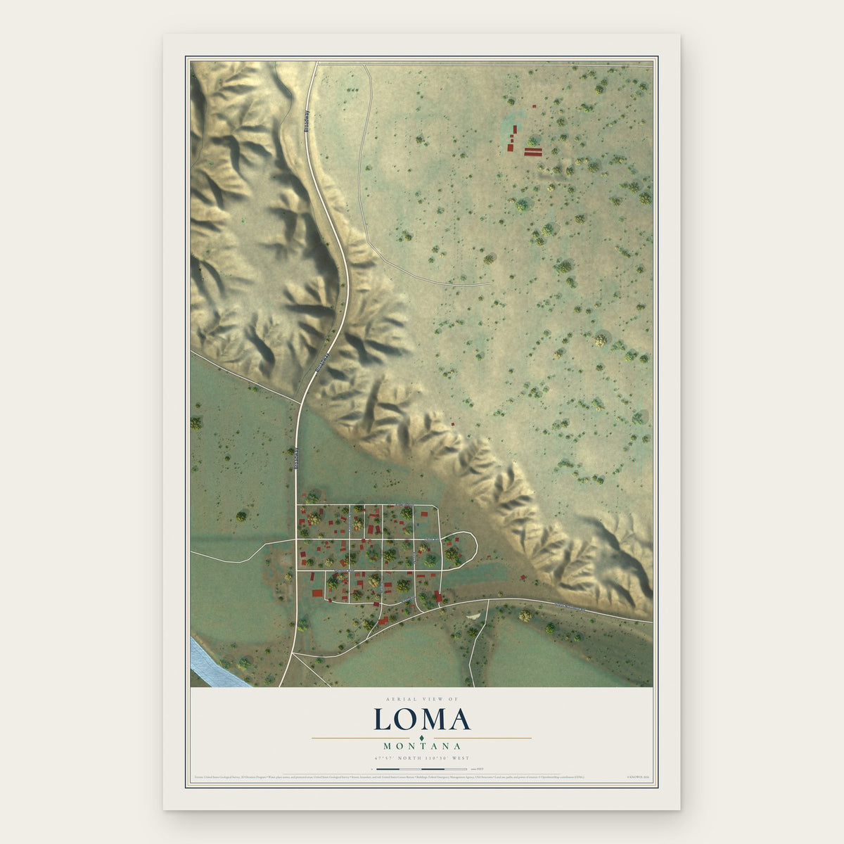 Loma, Montana map print, the full design