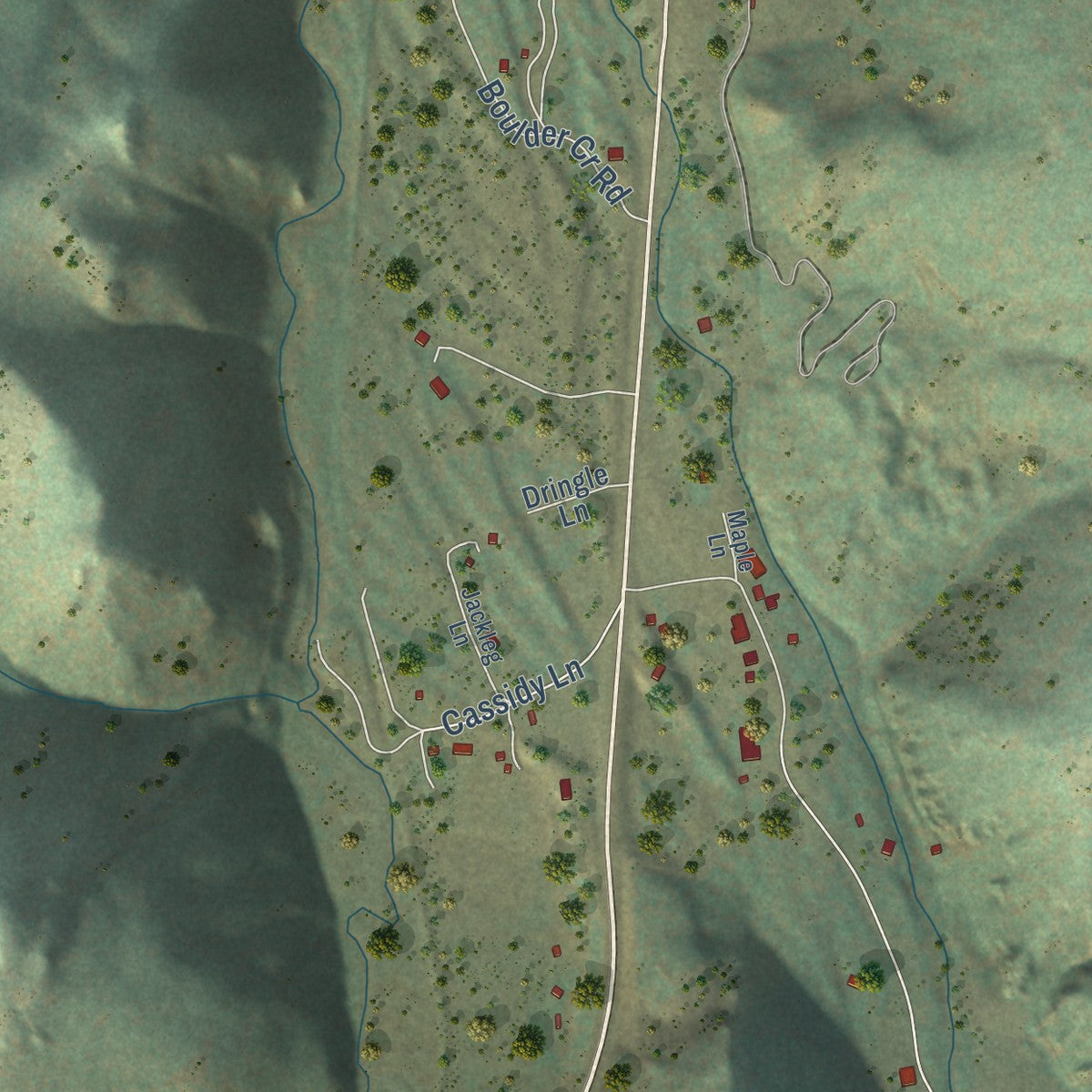 Close-up of the map of Maxville, Montana print showing street and building detail