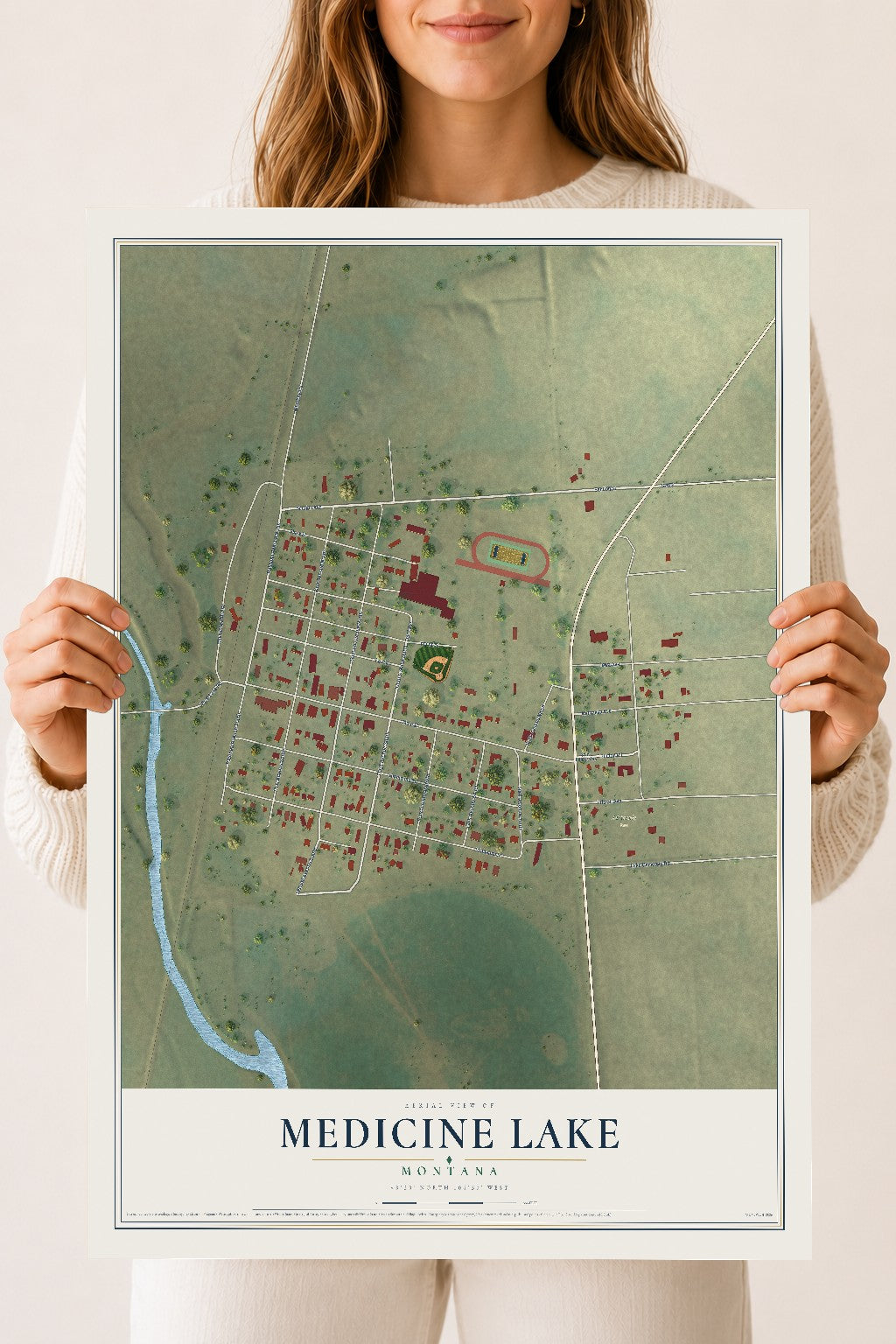 Map of Medicine Lake, Montana, 18 x 24 inch unframed archival matte print