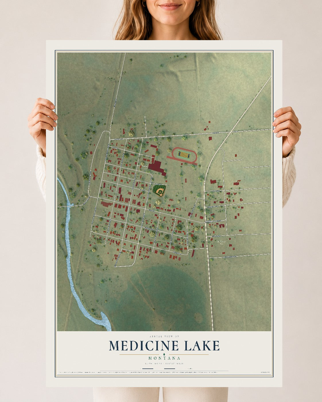 Map of Medicine Lake, Montana, 24 x 36 inch unframed archival matte print