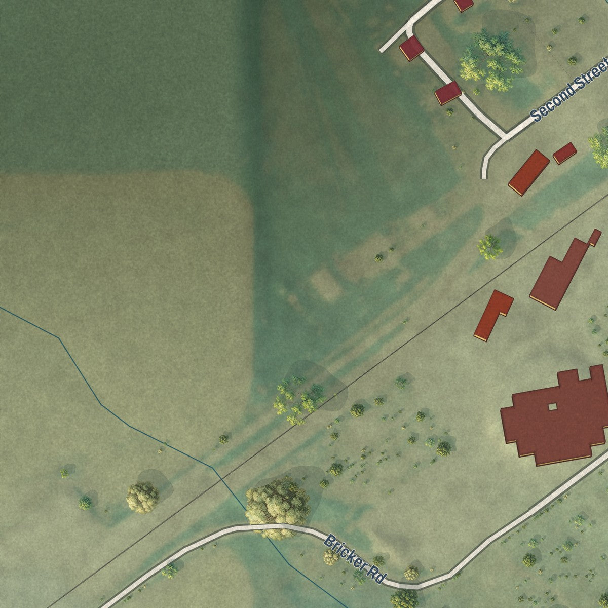 Second close-up of the map of Moore, Montana print showing more streets and buildings