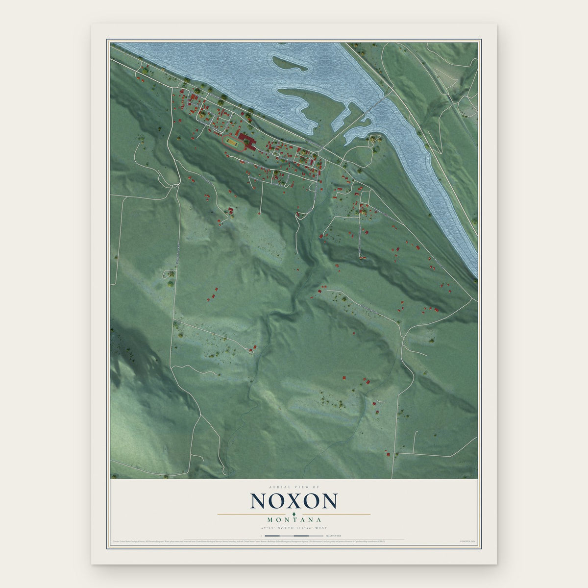 Noxon, Montana map print, the full design
