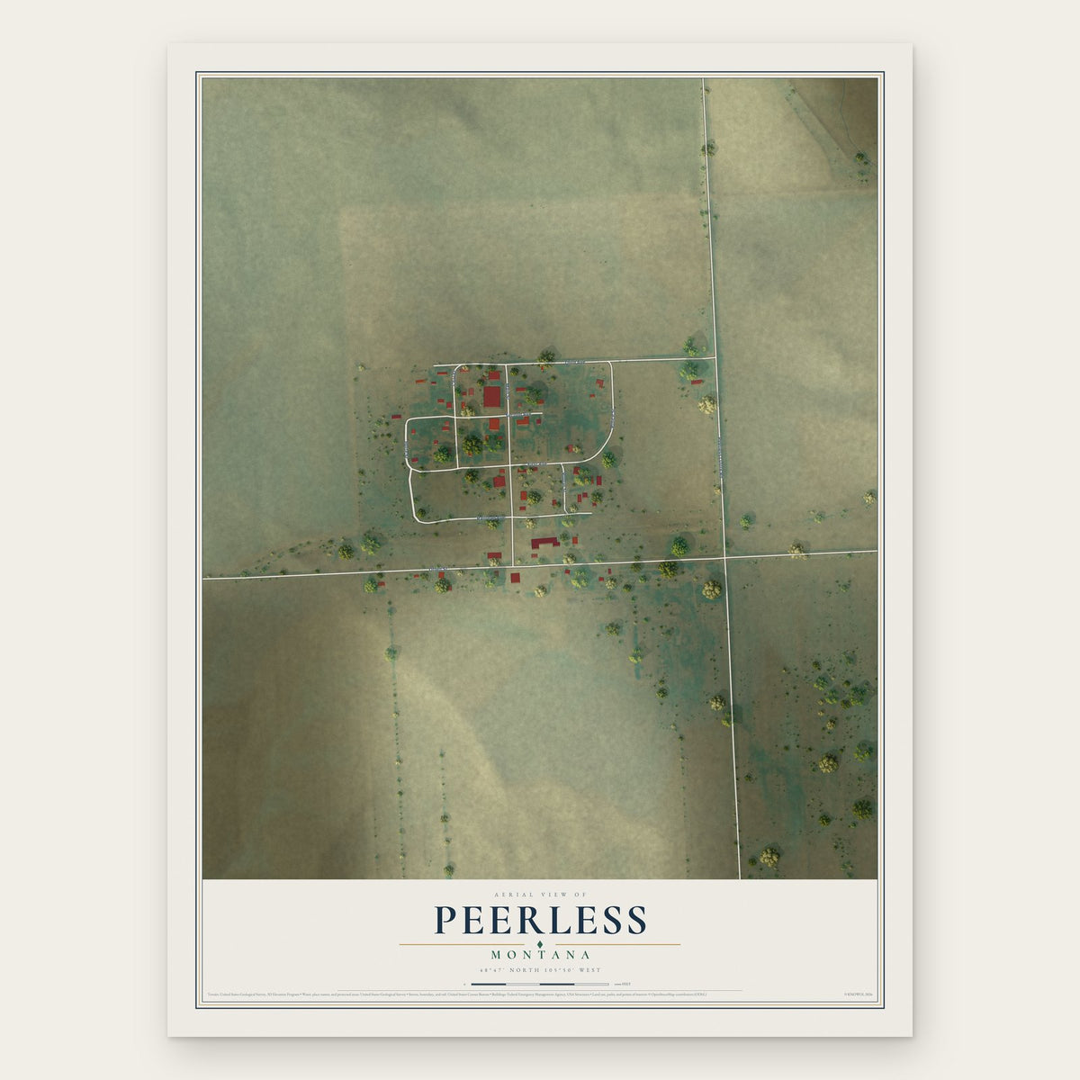 Peerless, Montana map print, the full design
