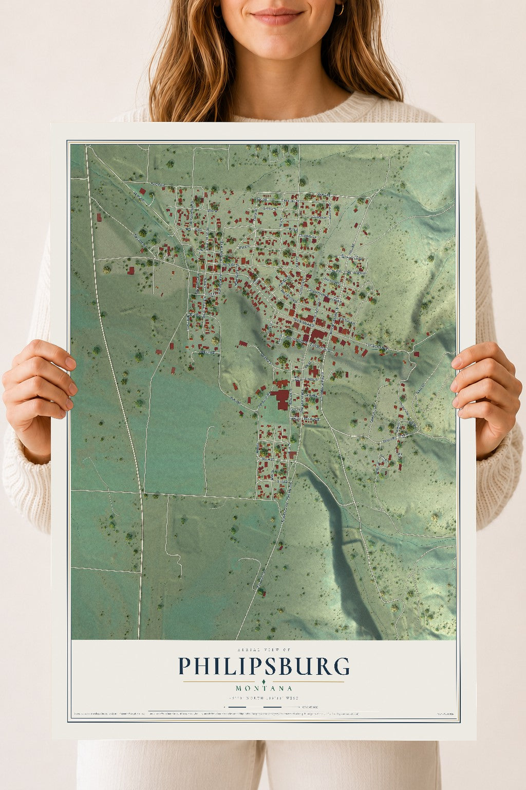 Map of Philipsburg, Montana, 18 x 24 inch unframed archival matte print