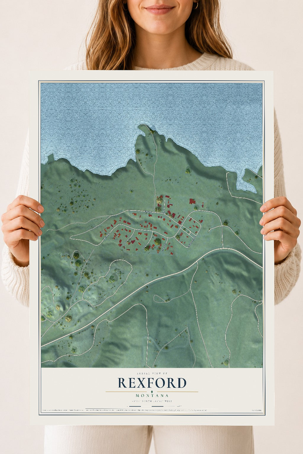 Map of Rexford, Montana, 18 x 24 inch unframed archival matte print