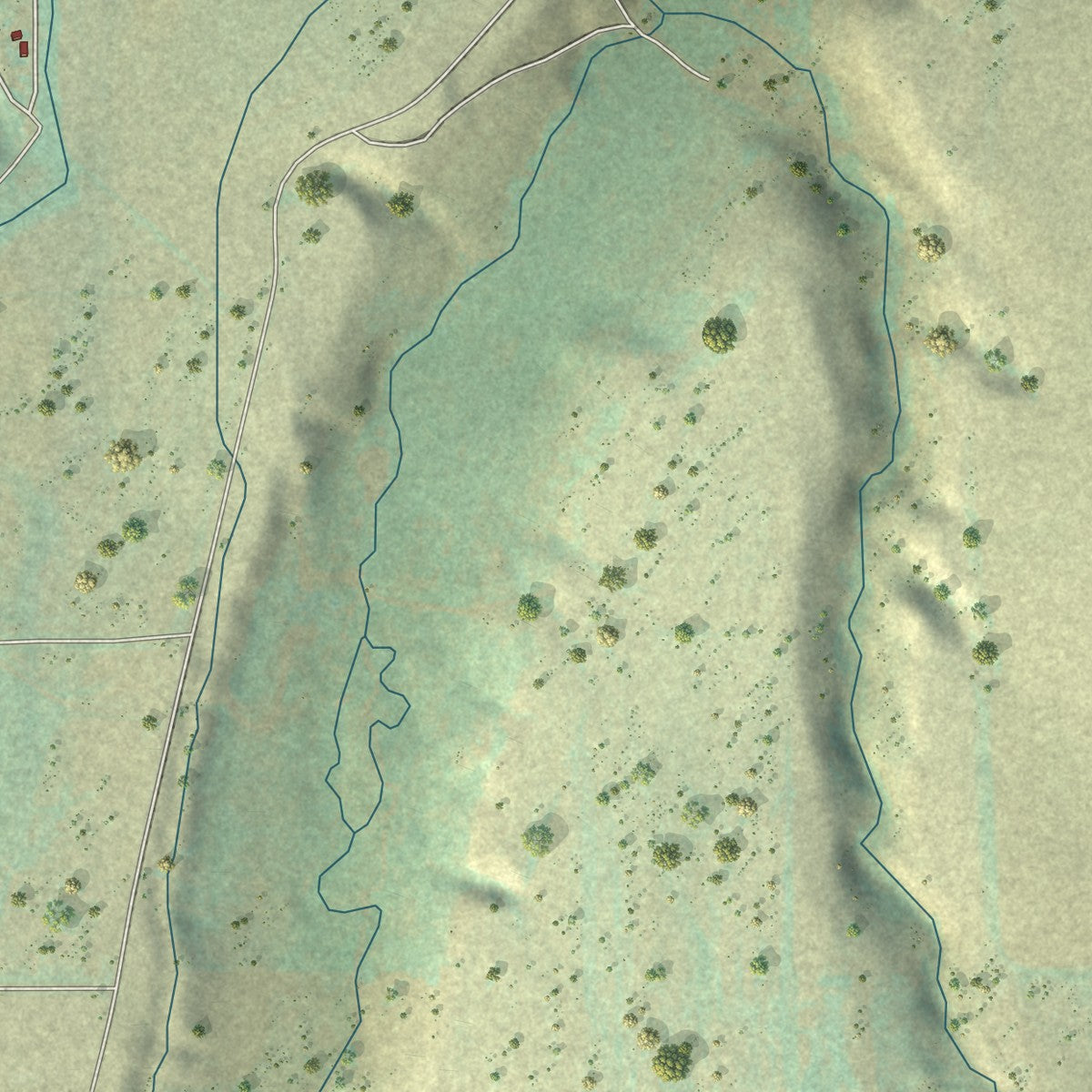 Close-up of the map of Roberts, Montana print showing street and building detail