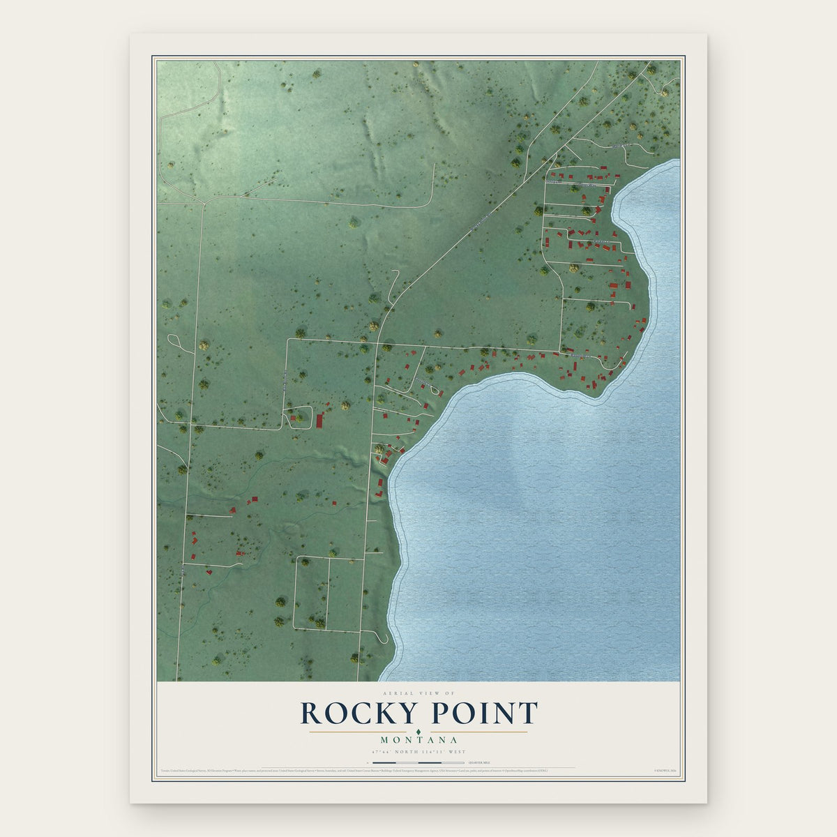 Rocky Point, Montana map print, the full design