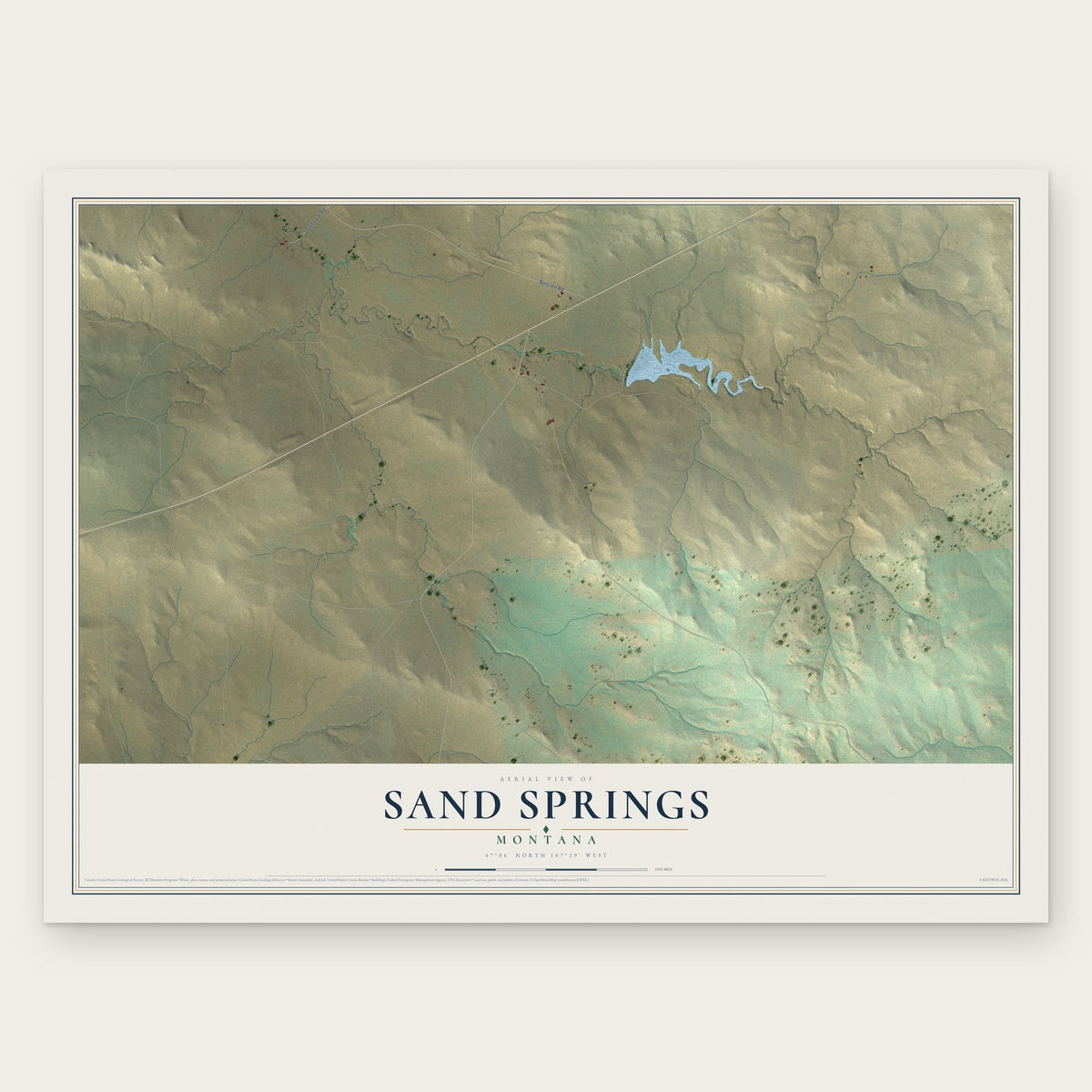 Sand Springs, Montana map print, the full design