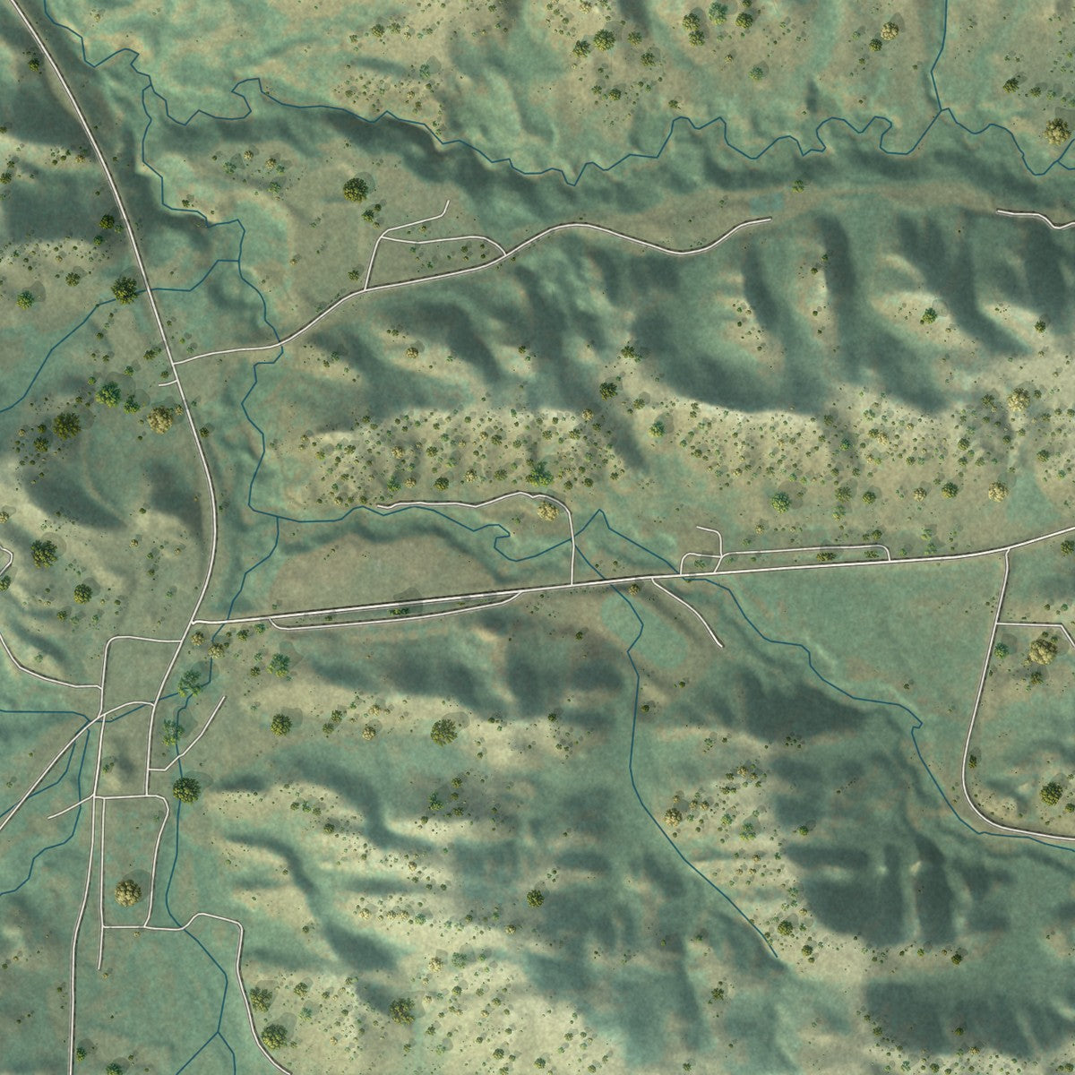 Close-up of the map of Sangrey, Montana print showing street and building detail