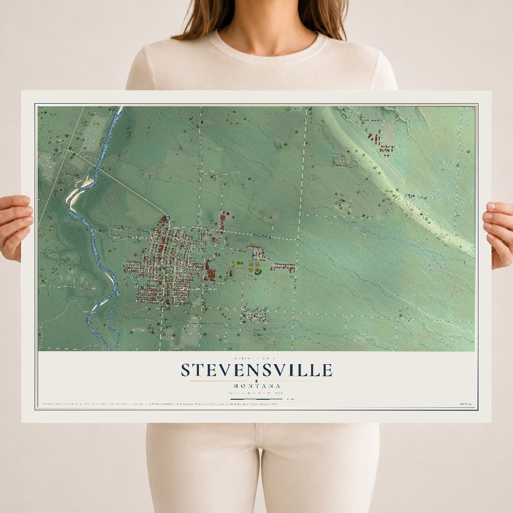 Map of Stevensville, Montana, 18 x 24 inch unframed archival matte print