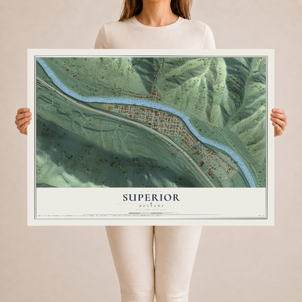 Map of Superior, Montana, 24 x 36 inch unframed archival matte print