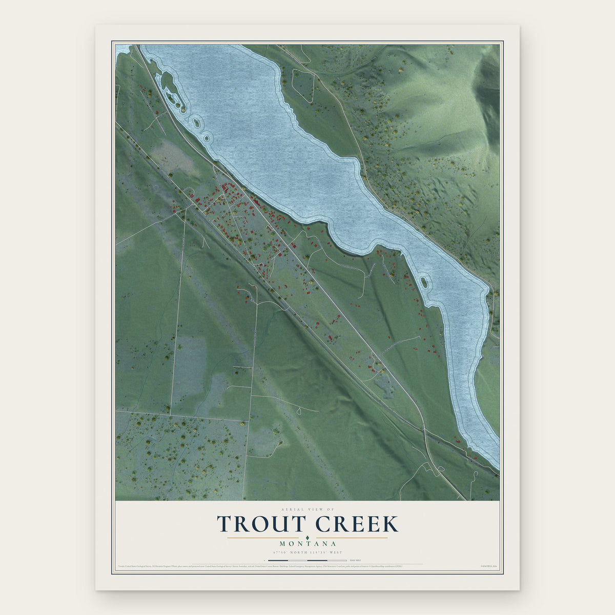 Trout Creek, Montana map print, the full design