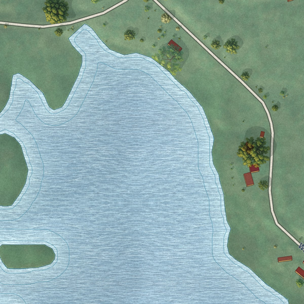 Close-up of the map of Turtle Lake, Montana print showing street and building detail