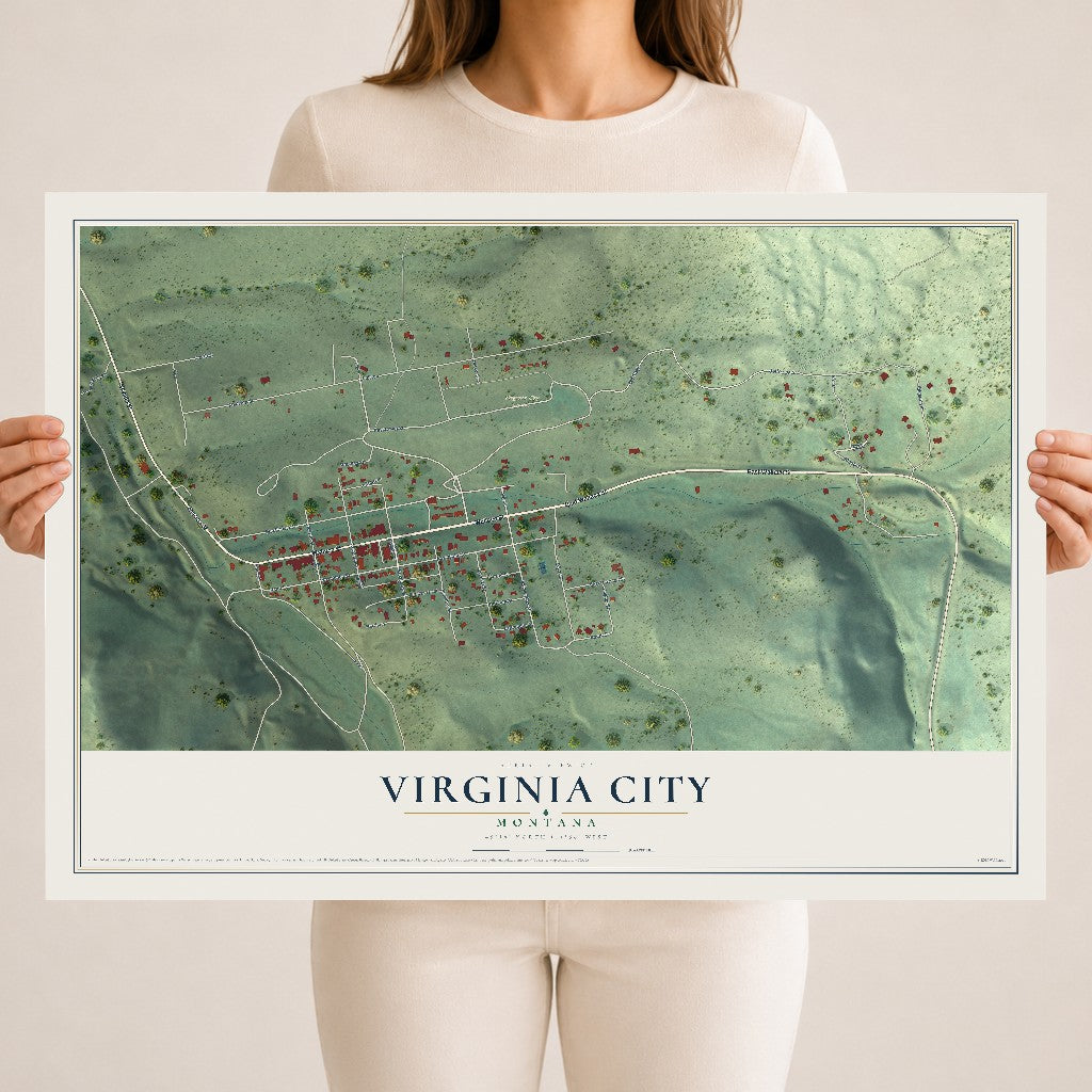 Map of Virginia City, Montana, 18 x 24 inch unframed archival matte print