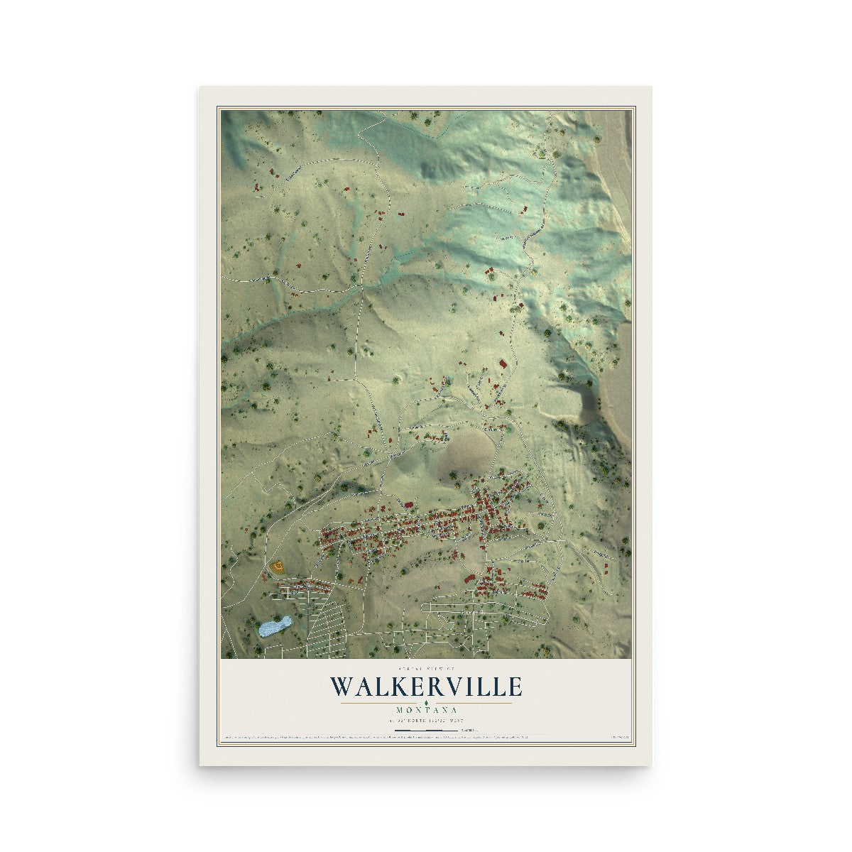 Map of Walkerville, Montana, 12 x 18 inch unframed archival matte print