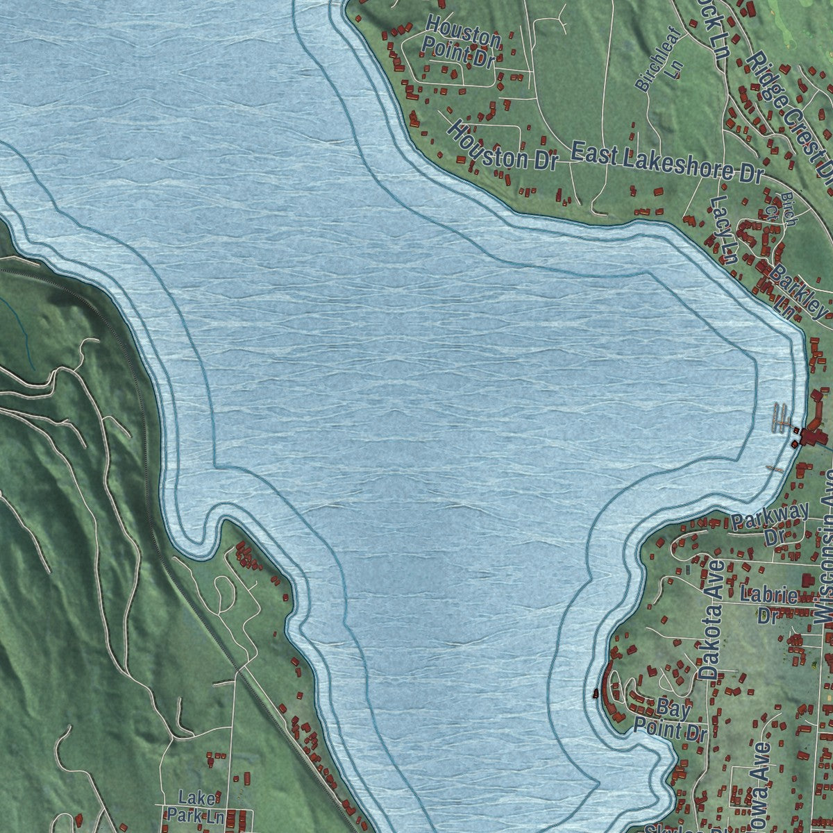 Second close-up of the map of Whitefish, Montana print showing more streets and buildings