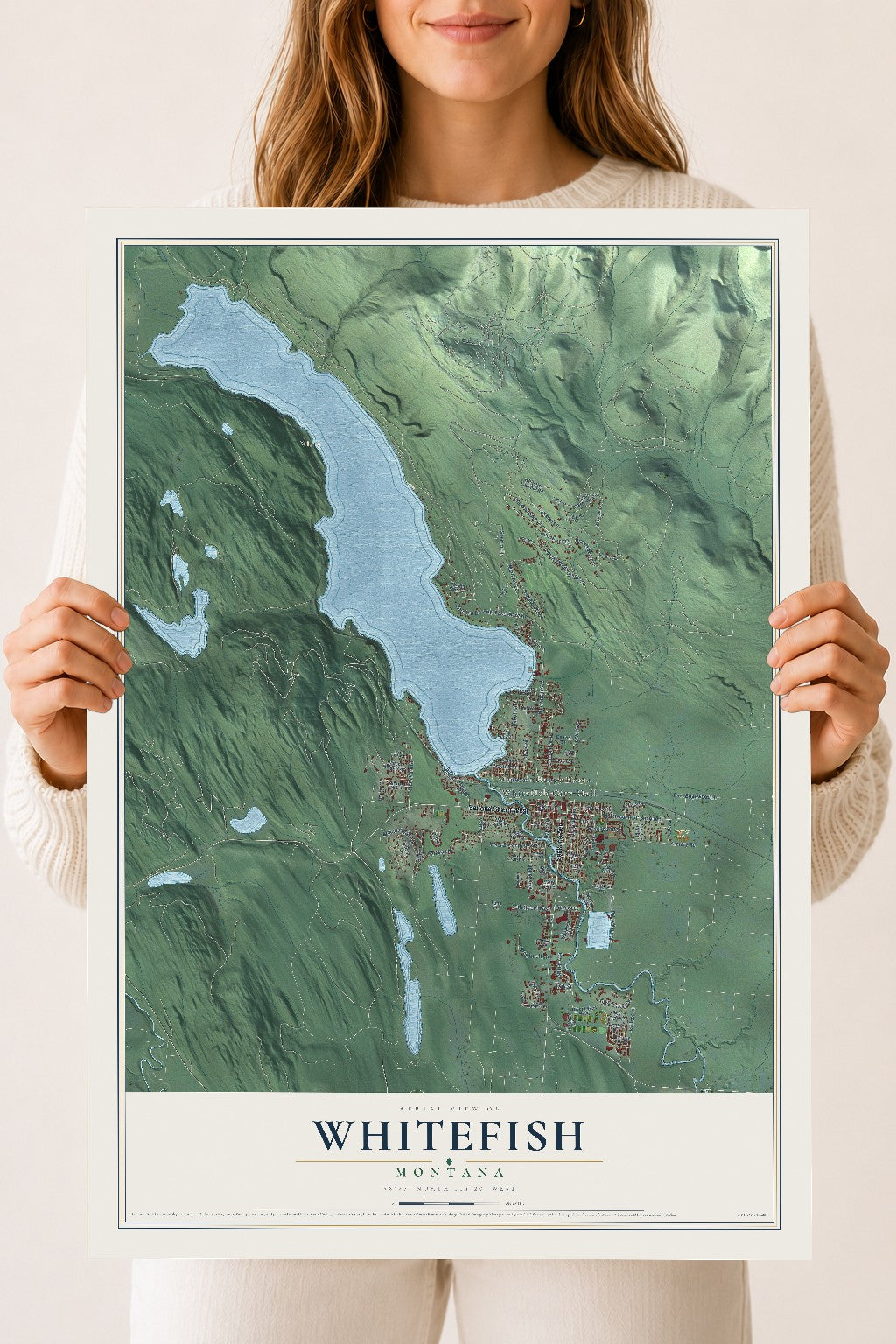Map of Whitefish, Montana, 18 x 24 inch unframed archival matte print