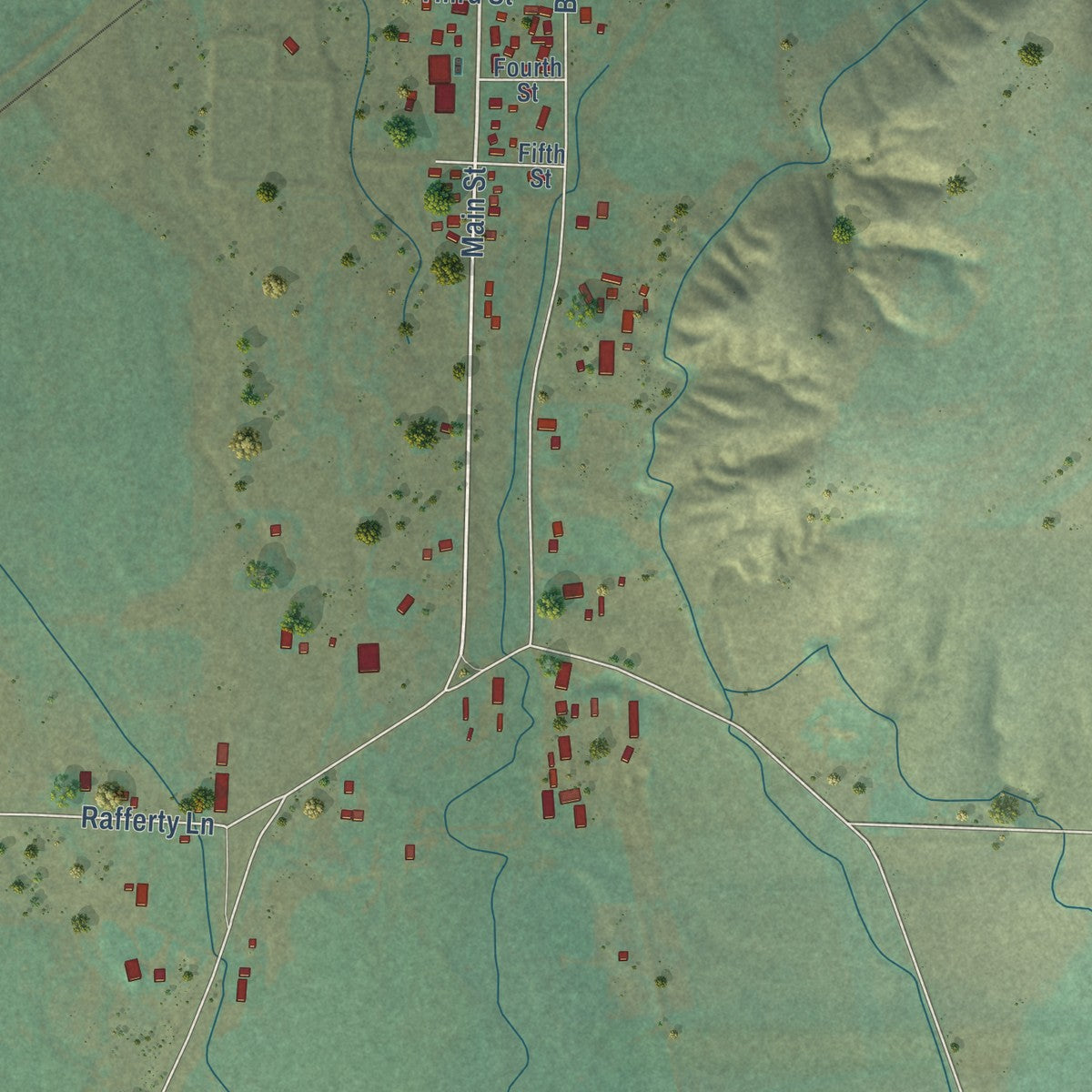 Close-up of the map of Willow Creek, Montana print showing street and building detail