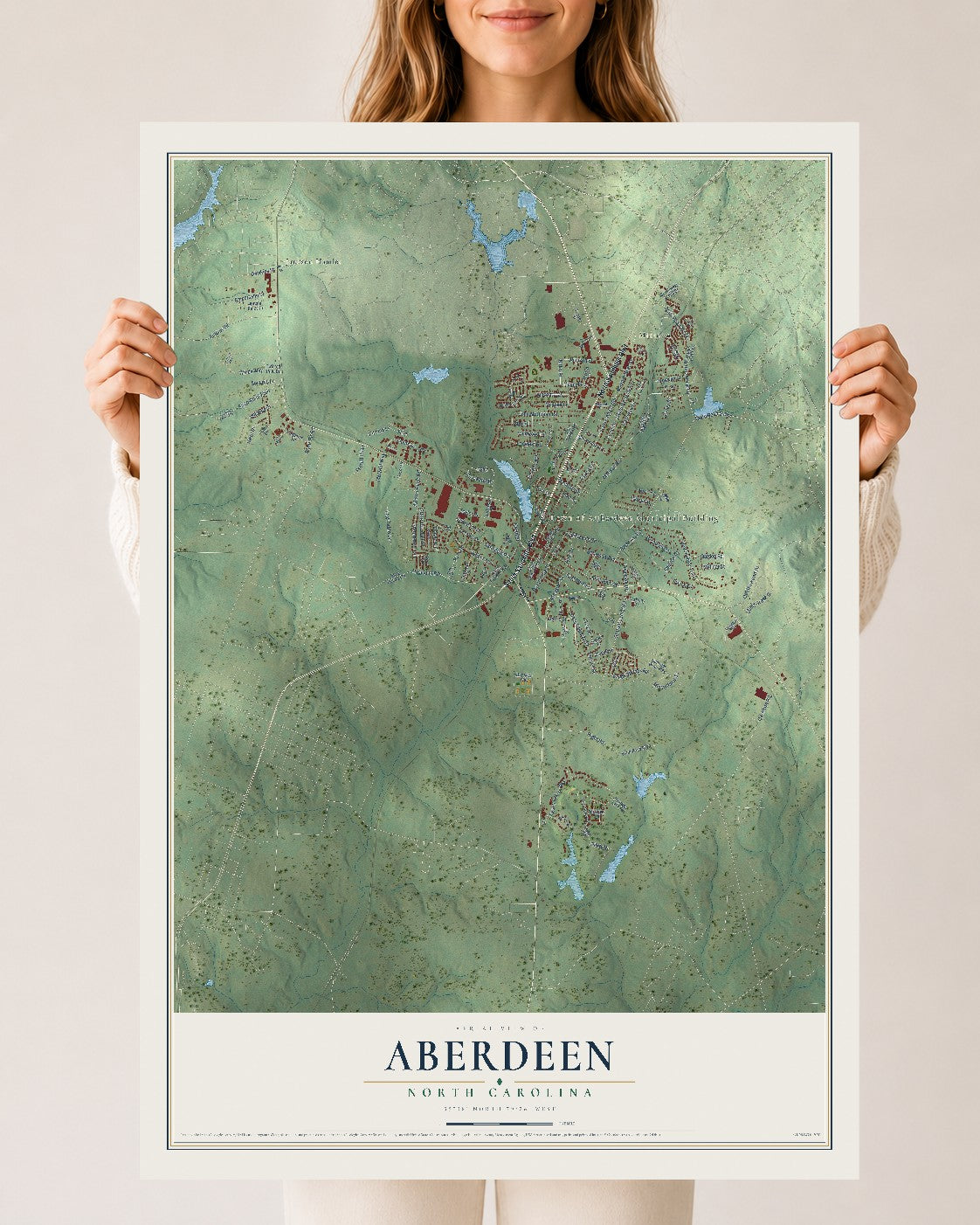 Map of Aberdeen, North Carolina, 24 x 36 inch unframed archival matte print