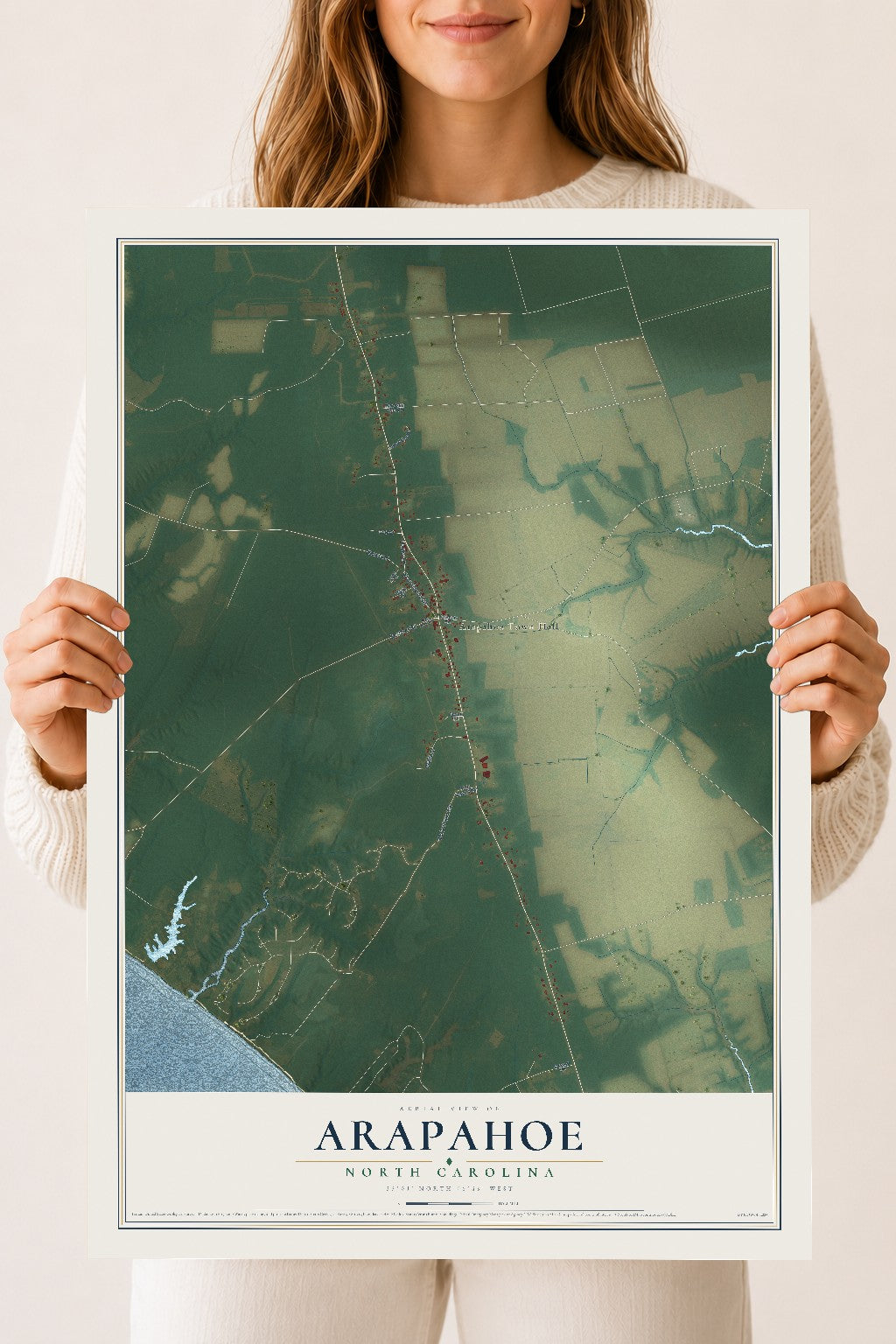 Map of Arapahoe, North Carolina, 18 x 24 inch unframed archival matte print