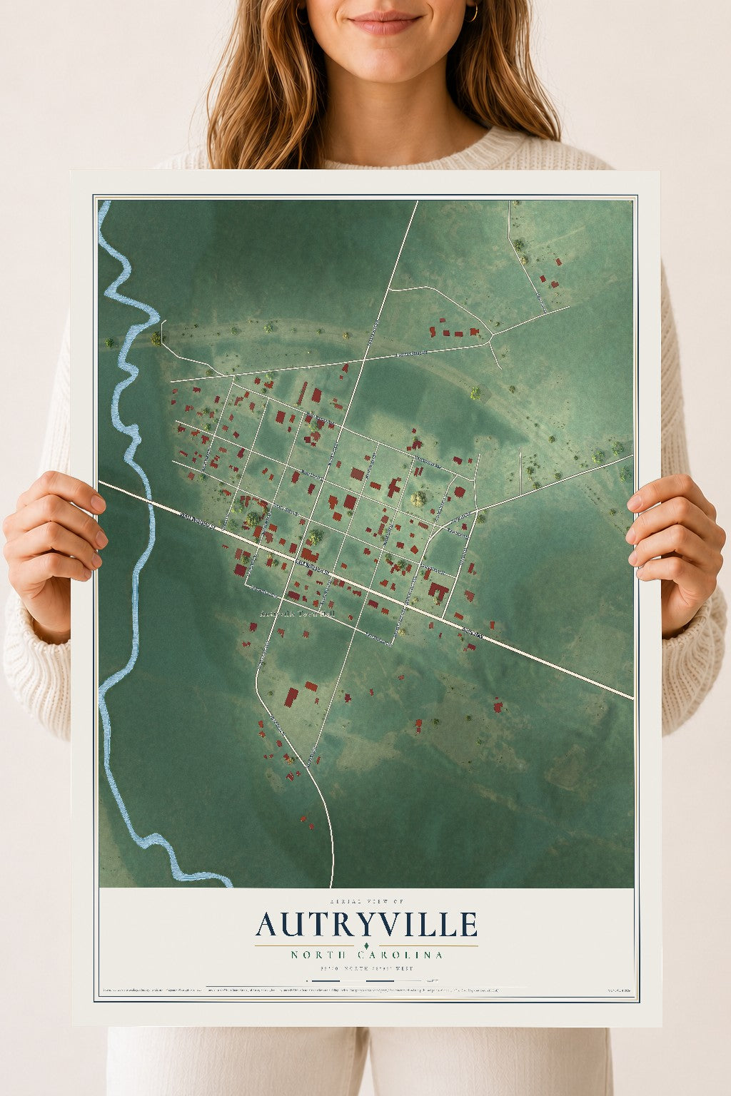 Map of Autryville, North Carolina, 18 x 24 inch unframed archival matte print