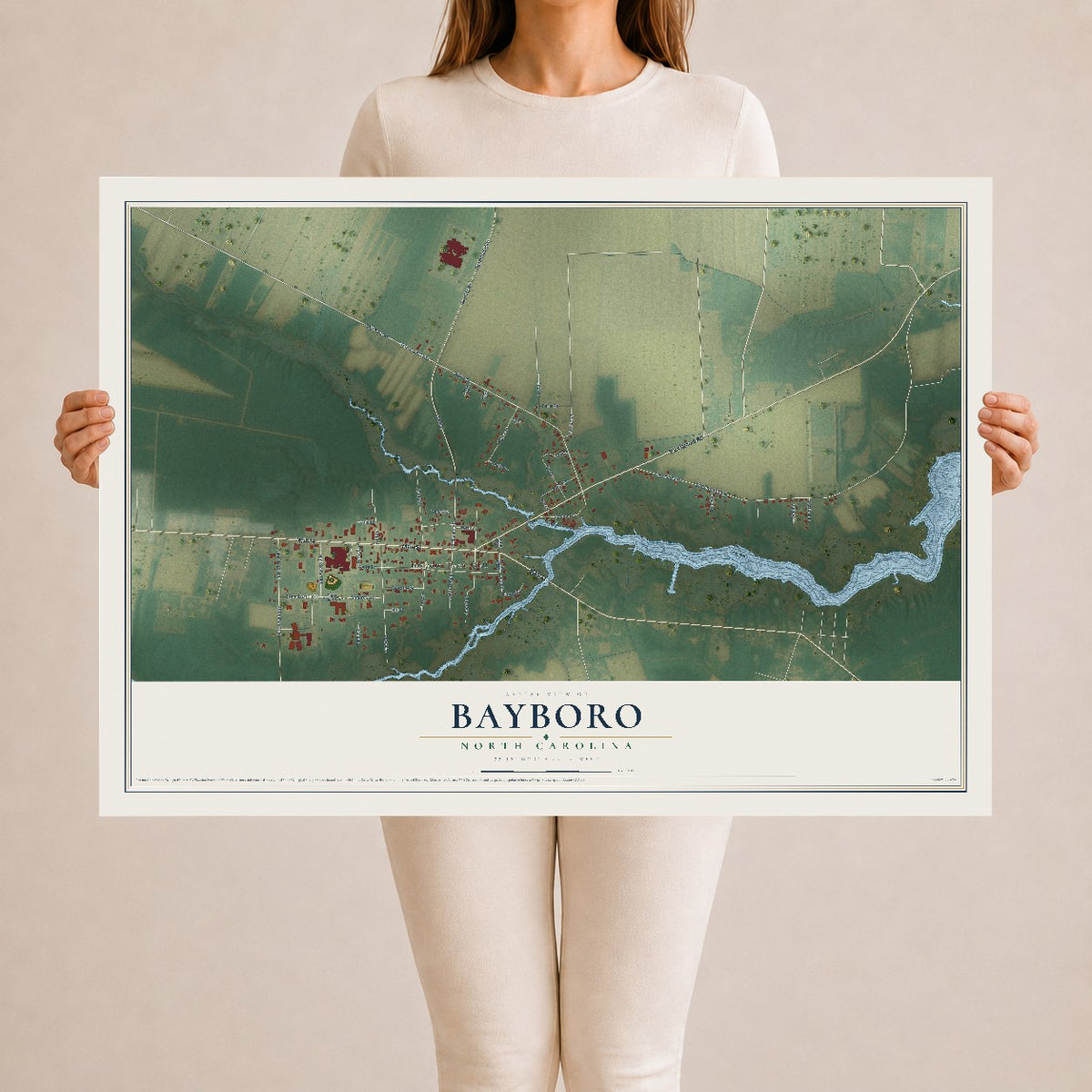Map of Bayboro, North Carolina, 24 x 36 inch unframed archival matte print