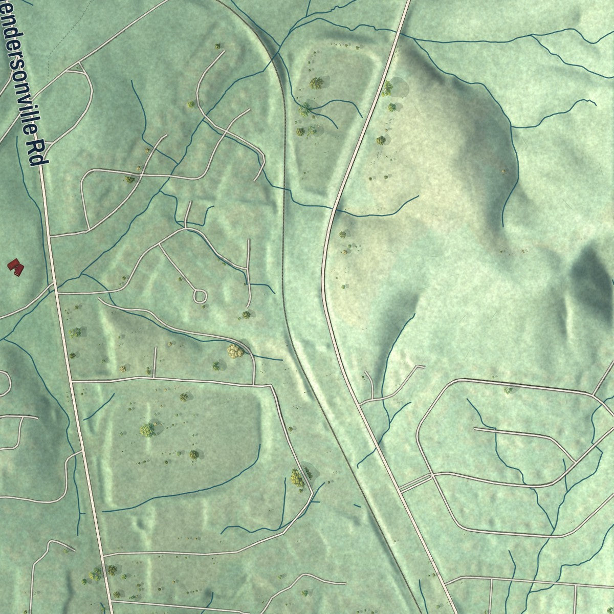 Second close-up of the map of Biltmore Forest, North Carolina print showing more streets and buildings
