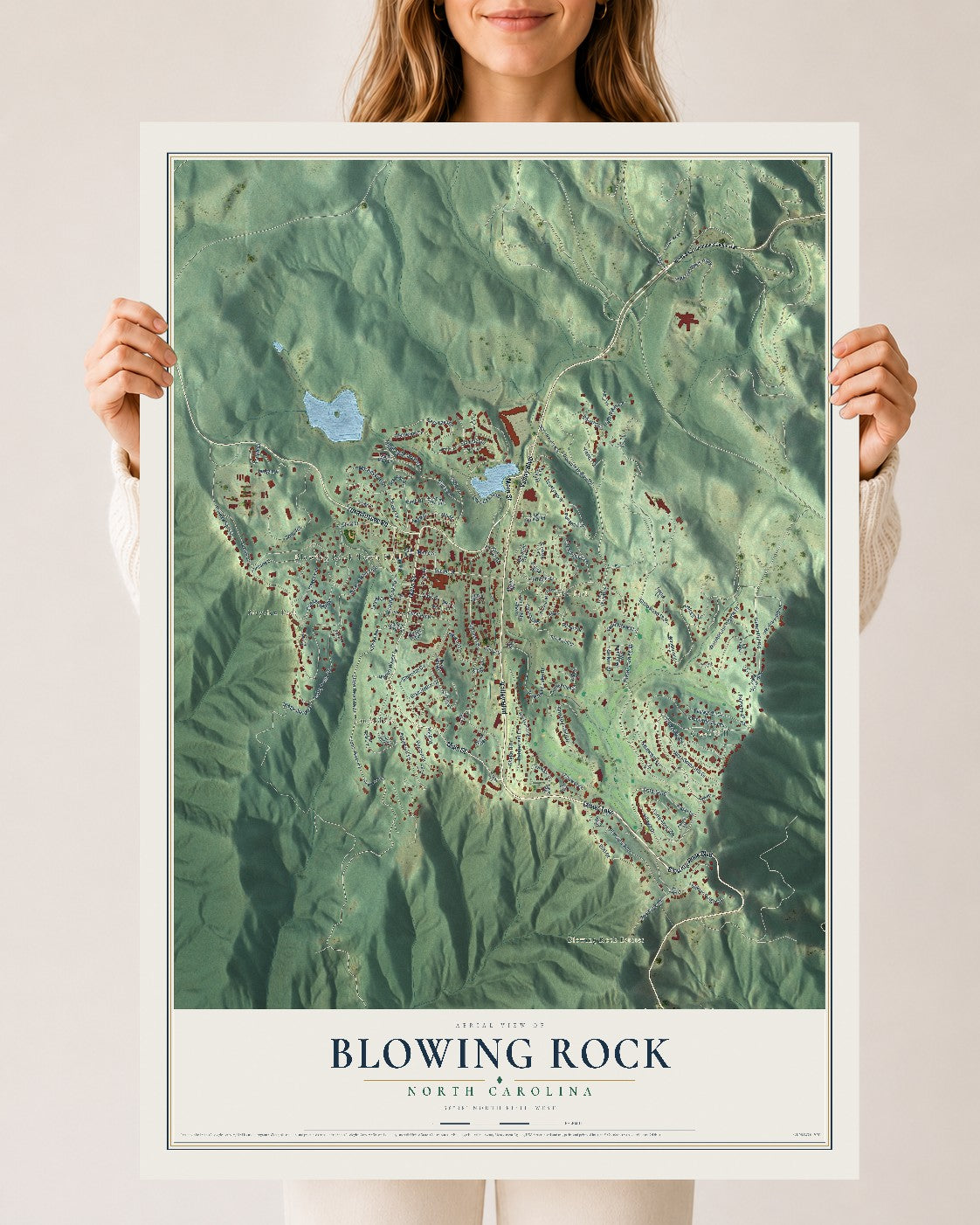 Map of Blowing Rock, North Carolina, 24 x 36 inch unframed archival matte print