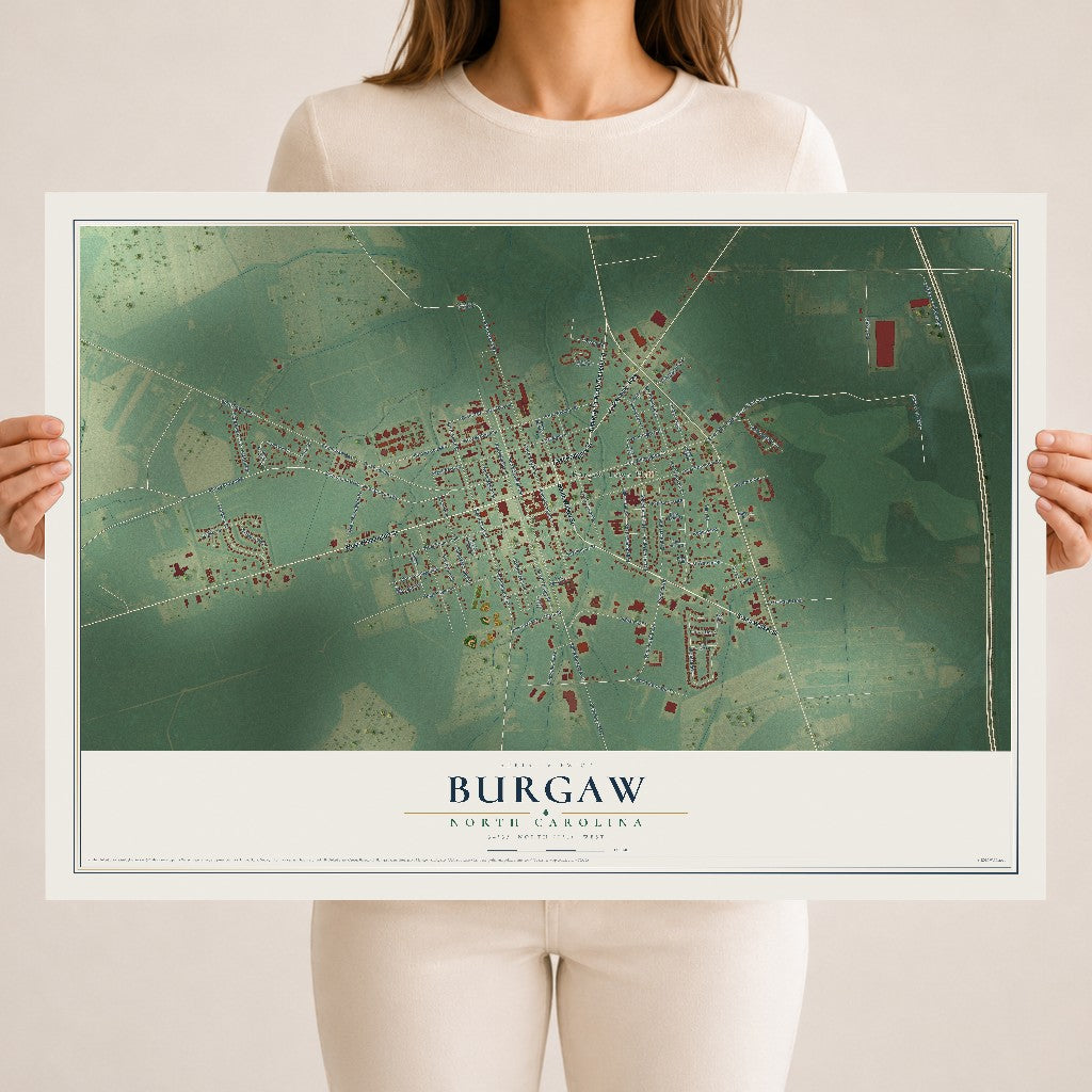 Map of Burgaw, North Carolina, 18 x 24 inch unframed archival matte print