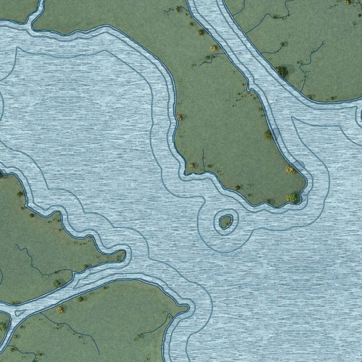 Second close-up of the map of Caswell Beach, North Carolina print showing more streets and buildings