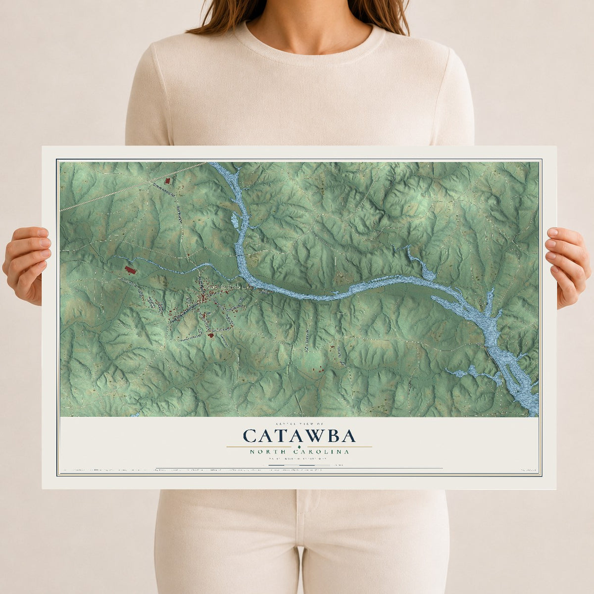 Map of Catawba, North Carolina, 12 x 18 inch unframed archival matte print