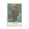 Map of Charlotte, North Carolina, 12 x 18 inch unframed archival matte print