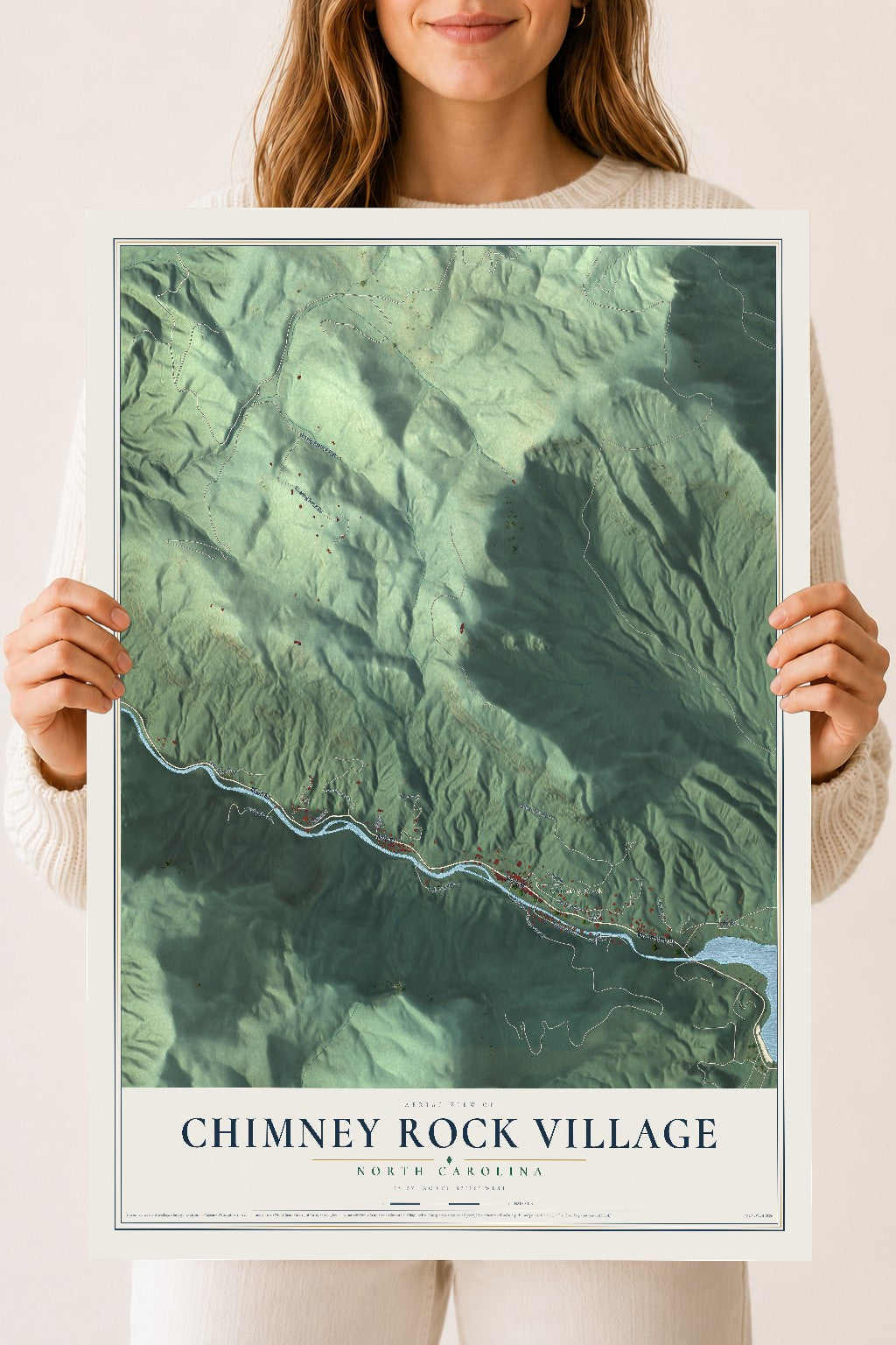 Map of Chimney Rock Village, North Carolina, 18 x 24 inch unframed archival matte print