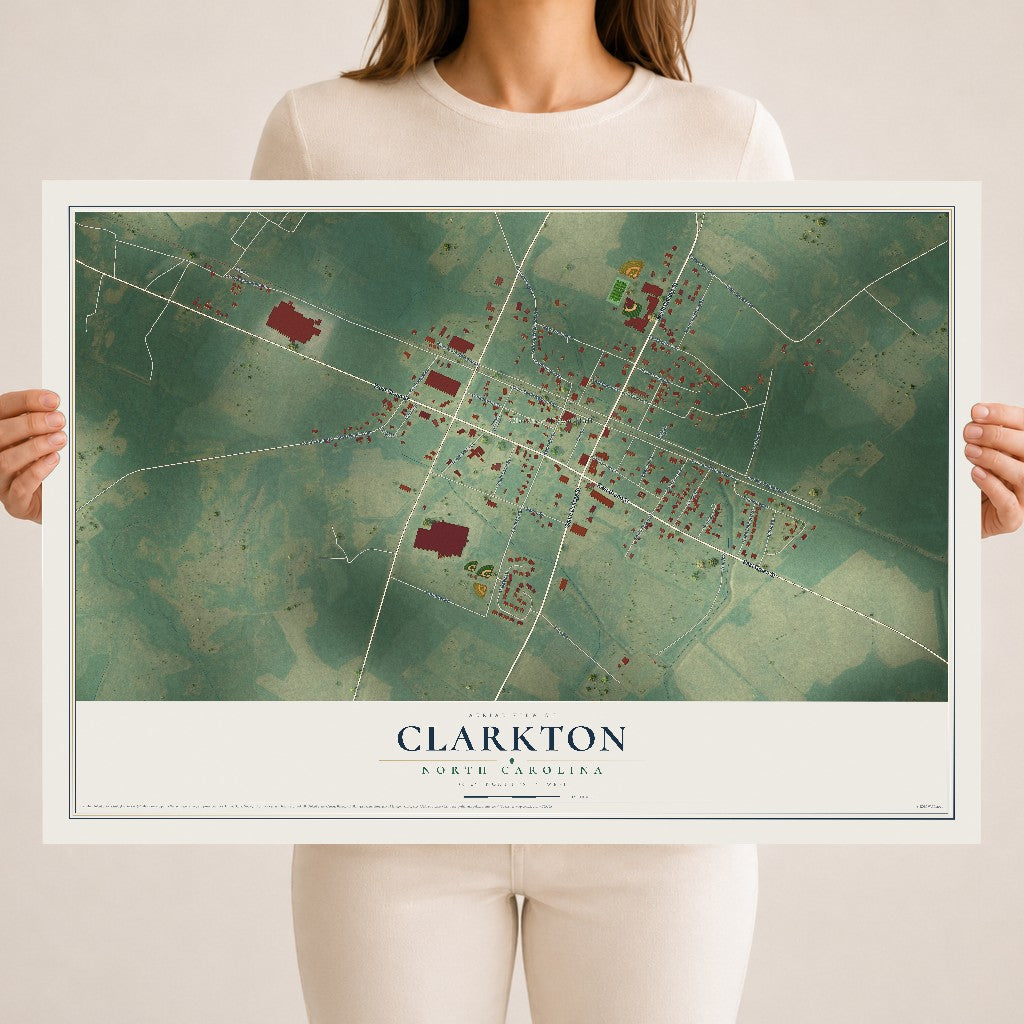 Map of Clarkton, North Carolina, 18 x 24 inch unframed archival matte print