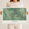 Map of Clayton, North Carolina, 12 x 18 inch unframed archival matte print