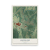 Map of Cleveland, North Carolina, 12 x 18 inch unframed archival matte print