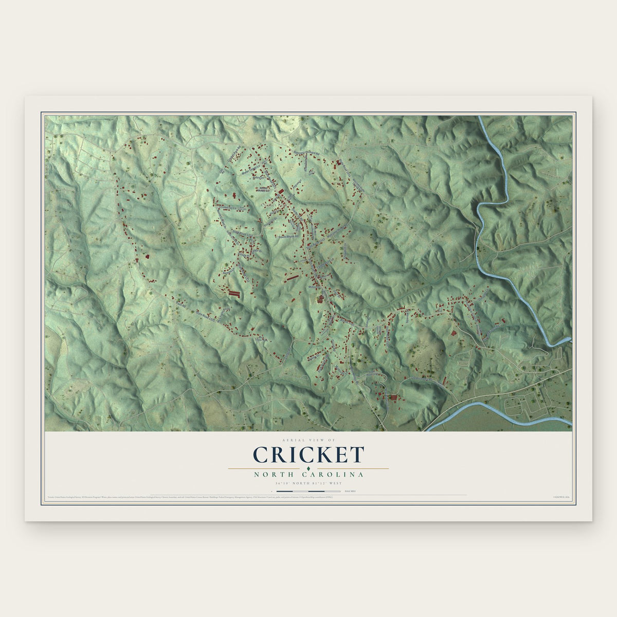 Cricket, North Carolina map print, the full design