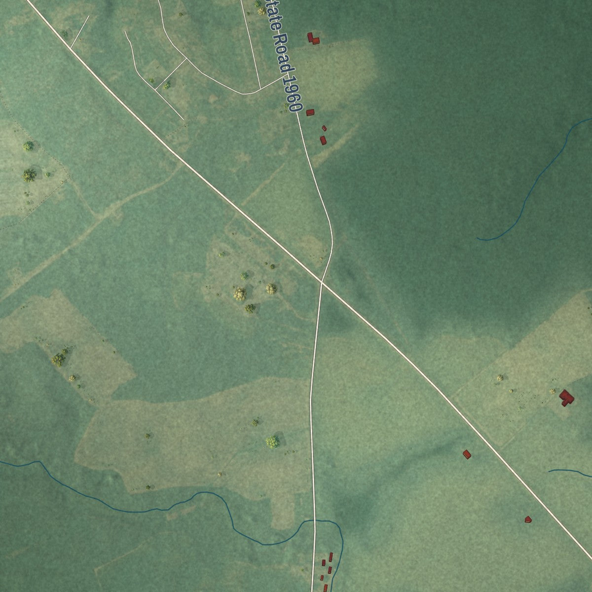 Close-up of the map of Delway, North Carolina print showing street and building detail