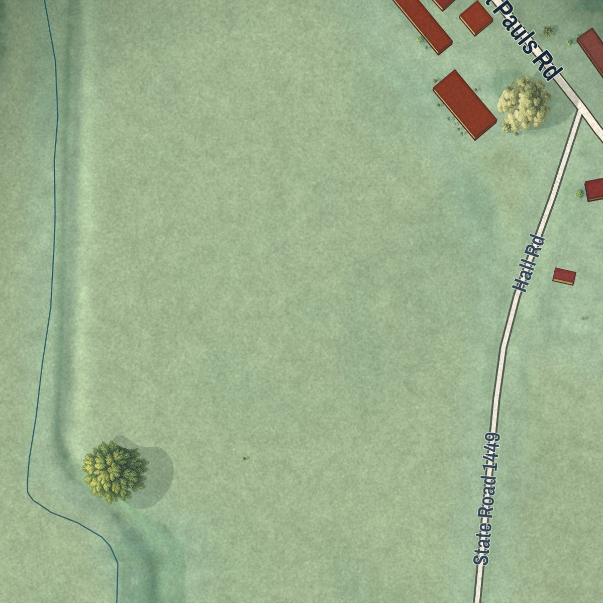 Close-up of the map of Dundarrach, North Carolina print showing street and building detail