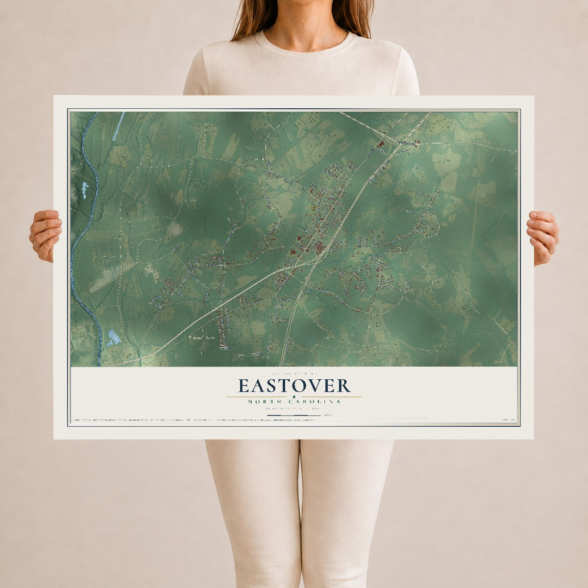 Map of Eastover, North Carolina, 24 x 36 inch unframed archival matte print