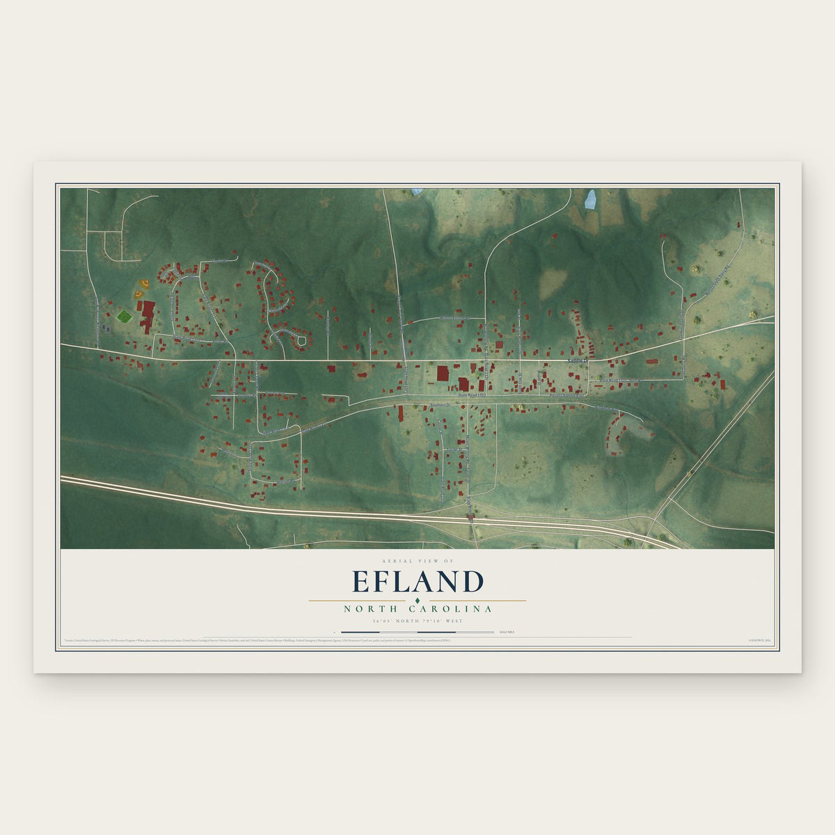 Efland, North Carolina map print, the full design