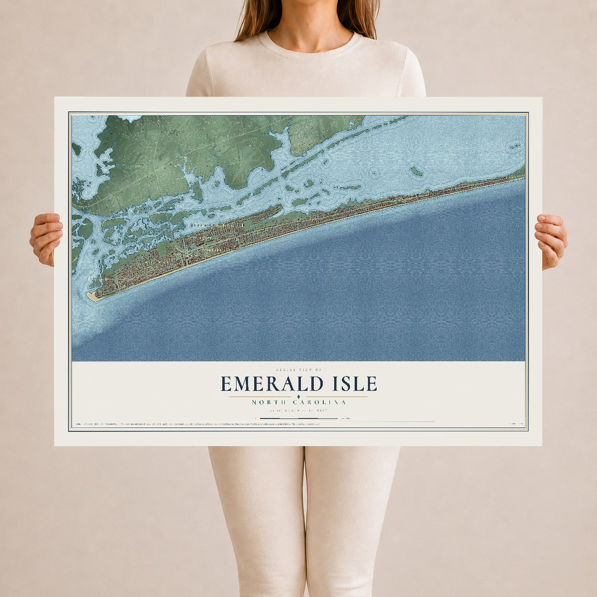 Map of Emerald Isle, North Carolina, 24 x 36 inch unframed archival matte print